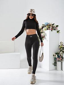 Женские модные узкие лосины из эластана OB020 размер 42 цвет черный - Фото 1