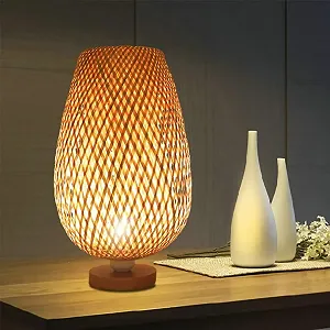 Настільна лампа Bamboo Woven Zen Style Bamboo Lampshade Decorative Night Light - Фото 1