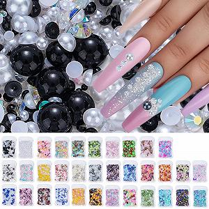 Напівкруглі перлини для нігтів з плоскою задньою стороною synthetic.ua - Фото 1