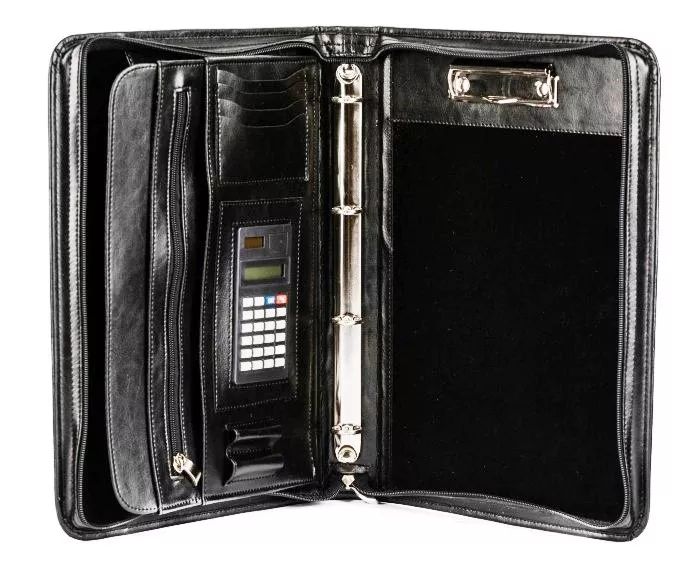 Деловая папка с калькулятором из эко кожи AMO SSBW04 чёрный, фото №2