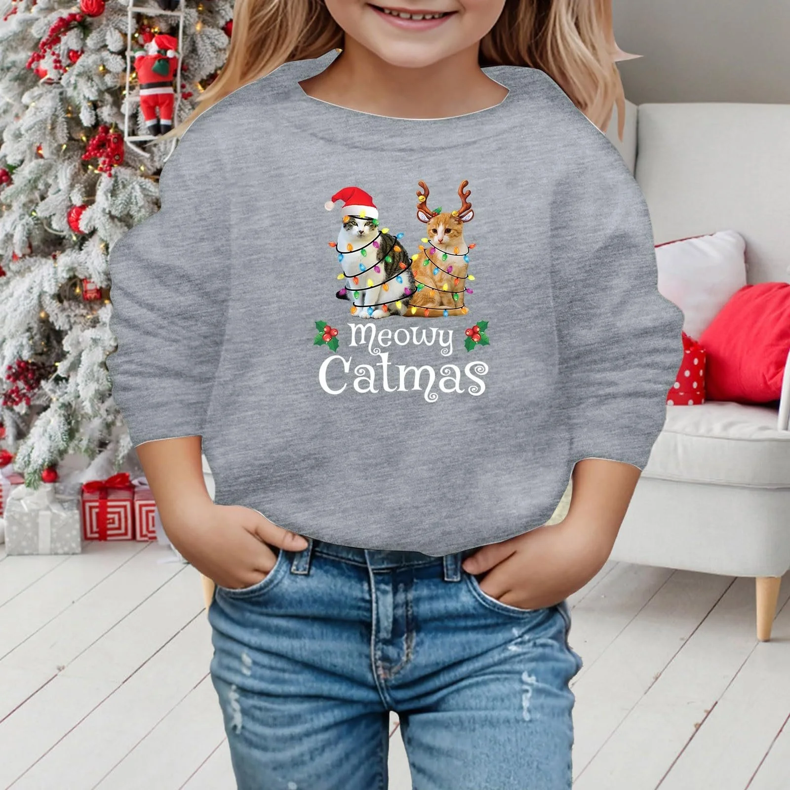 Худі для дітей на Різдво, повсякденне, модне, з принтом, з довгими рукавами, з круглим вирізом, фото №3 Худі для дітей на Різдво, повсякденне, модне, з принтом, з довгими рукавами, з круглим вирізом, фото №3