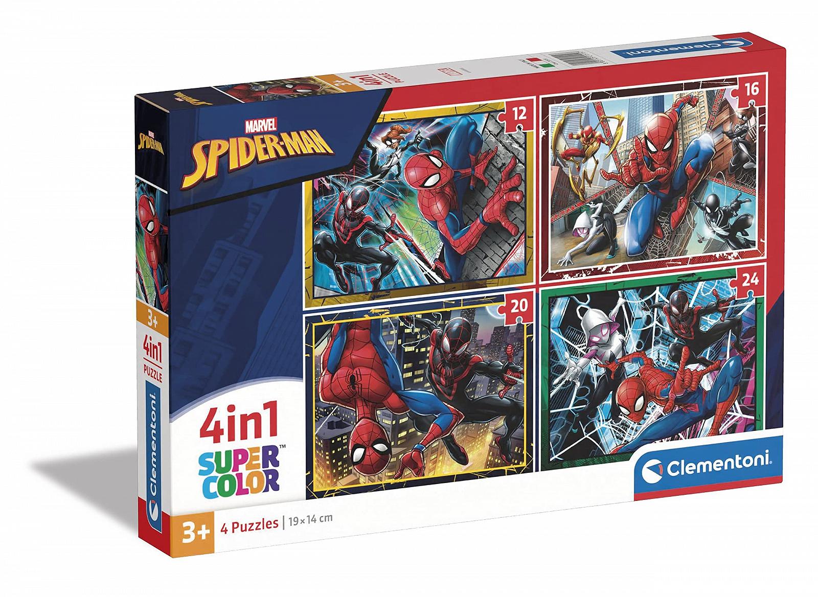 Пазл Clementoni Supercolour Puzzle 21515 Marvel Spiderman 4 в 1 12, 16, 20, 24 элемента от 3 лет, фото №1