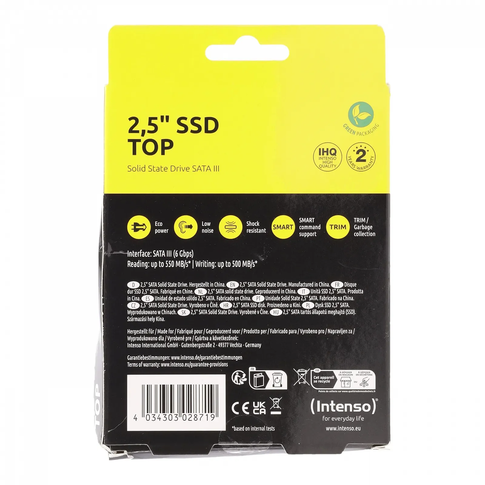 Внутрішній SSD-накопичувач Intenso SATA III Top 1 TB 520 MB/s 2.5 дюйма Black, фото №4 Внутрішній SSD-накопичувач Intenso SATA III Top 1 TB 520 MB/s 2.5 дюйма Black, фото №4