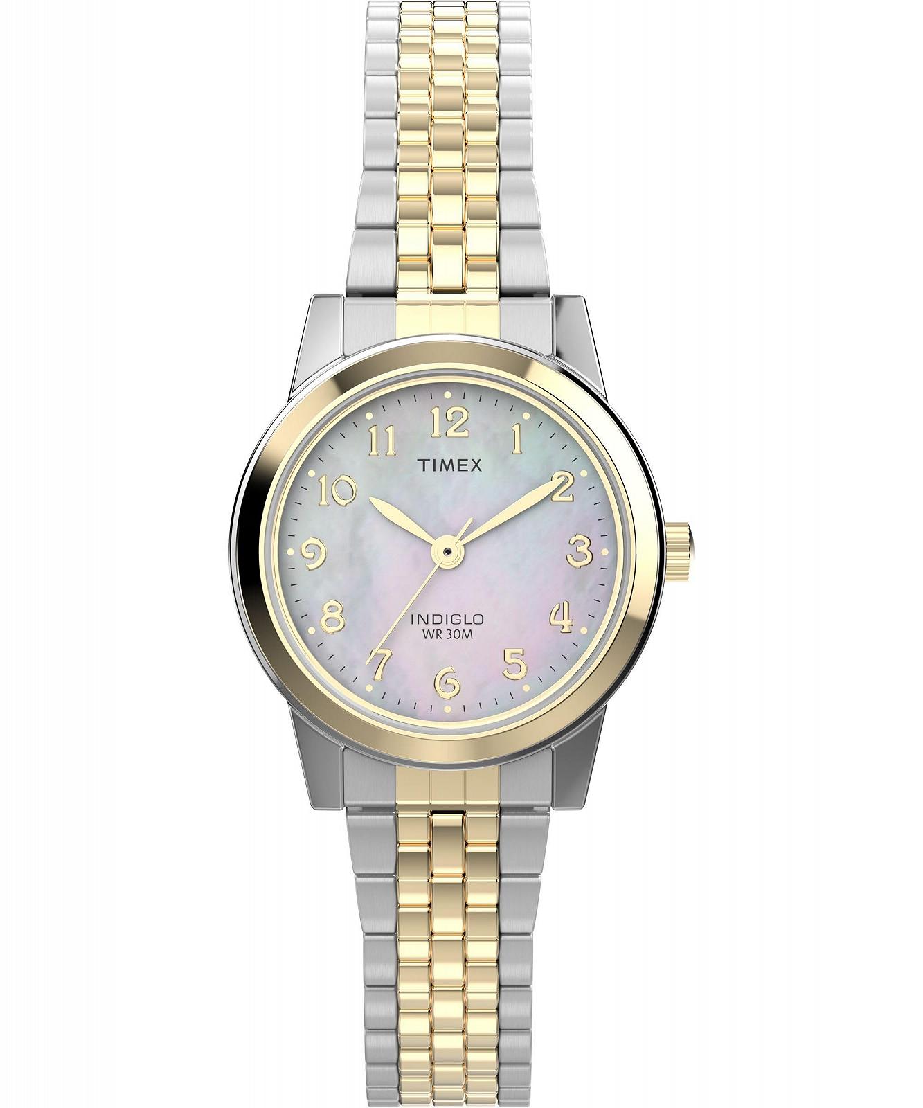 Жіночий годинник Timex Main Street 25 мм - Двоколірний браслет з нержавіючої сталі, циферблат з перламутру, двоколірний корпус, фото №1