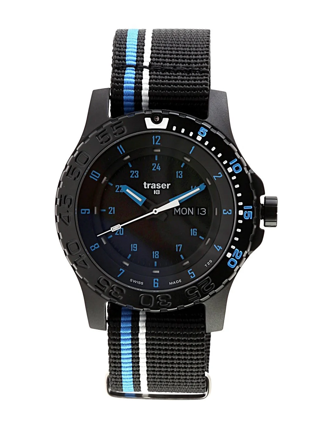 Часы кварцевые аналоговые мужские Traser 105545 черно-синие, фото №1 Часы кварцевые аналоговые мужские Traser 105545 черно-синие, фото №1