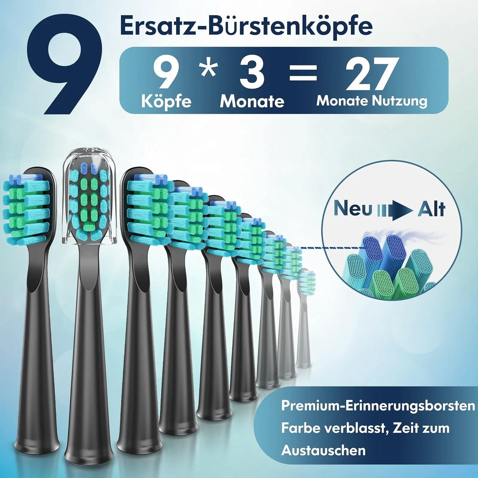 Электрическая зубная щетка Dada-Tech Sonic 5 режимов 9 насадок Синяя, фото №7