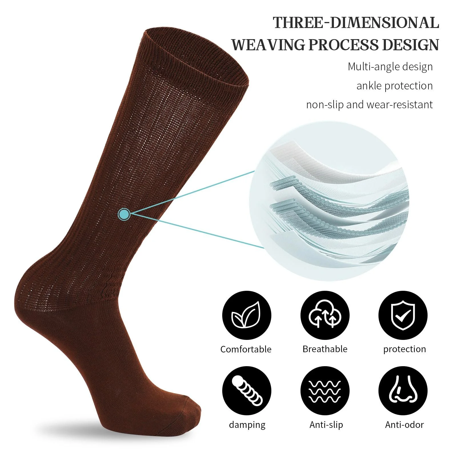 Женские носки 3 пары, удлиненные носки до колен, хлопковые вязаные носки, осенне-зимние носки для стильного и комфортного вида, один размер, фото №4