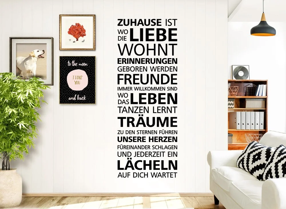 Наклейка на стіну E029 "Zuhause ist wo die Liebe wohnt" 49 x 130 см Чорна, фото №3