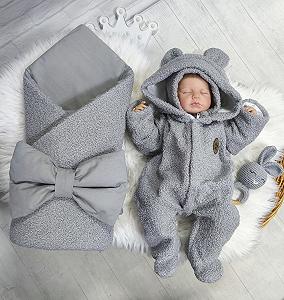 Конверт для новонародженого та людина демісезон Тедді сірий (А00061) - Фото 1