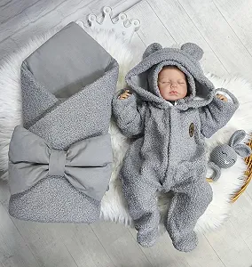 Конверт для новонародженого та людина демісезон Тедді сірий (А00061) - Фото 1
