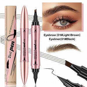 Карандаш для бровей Fork Applicator Eyeliner 2-в-1 Водостойкий 01# Светло-коричневый synthetic.ua - Фото 1