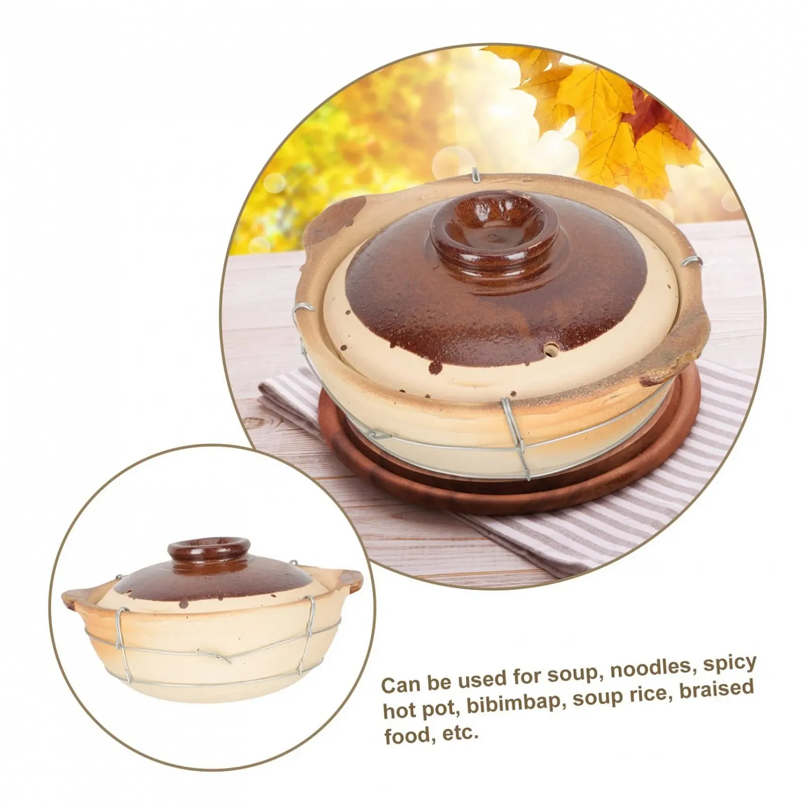 Керамическая кастрюля-казан с толстой ручкой для супов и риса энергосберегающая, фото №4