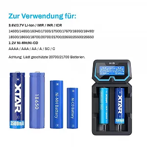 Зарядний пристрій для акумуляторів XTAR X2, захищений 20700 21700, РК-екран, 2 А synthetic.ua - Фото 1