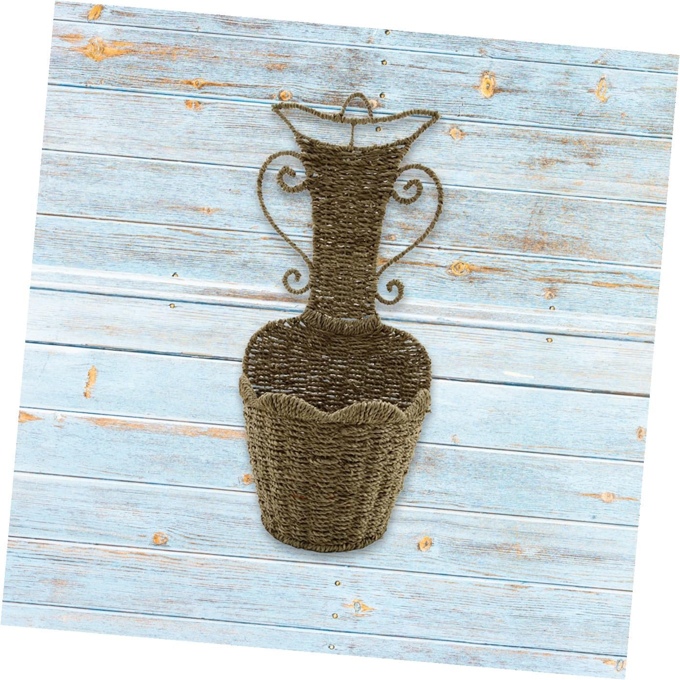 Підвісний плетений кошик HEMOTON солом'яний з гачком рустикальний для зберігання квітів, фото №5