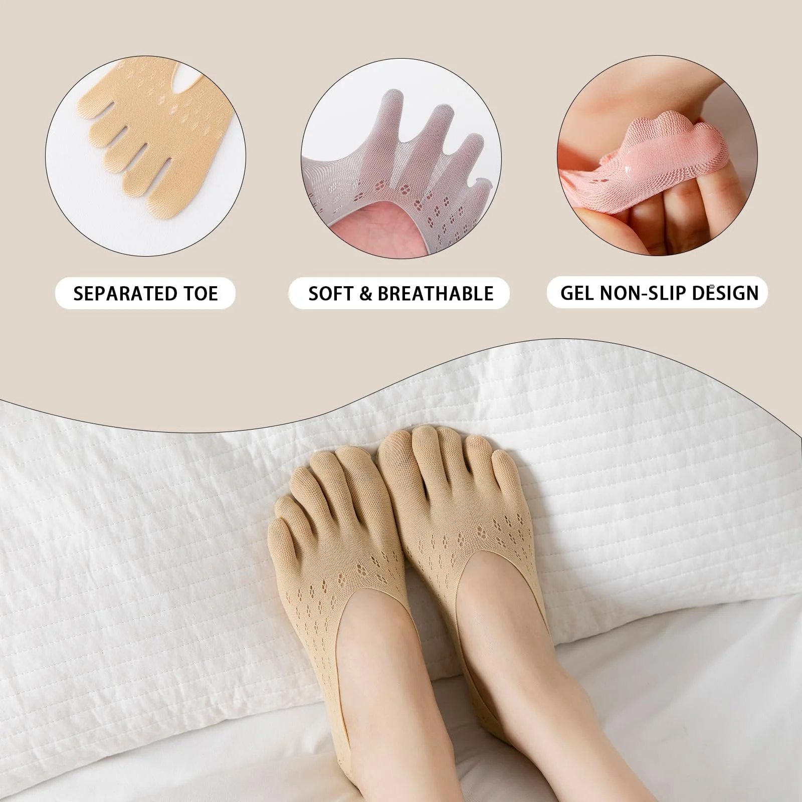 Шкарпетки Жіночі з органічної бавовни, Нековзні, для йоги, Розмір 35-39 (5 пар), фото №2 Шкарпетки Жіночі з органічної бавовни, Нековзні, для йоги, Розмір 35-39 (5 пар), фото №2