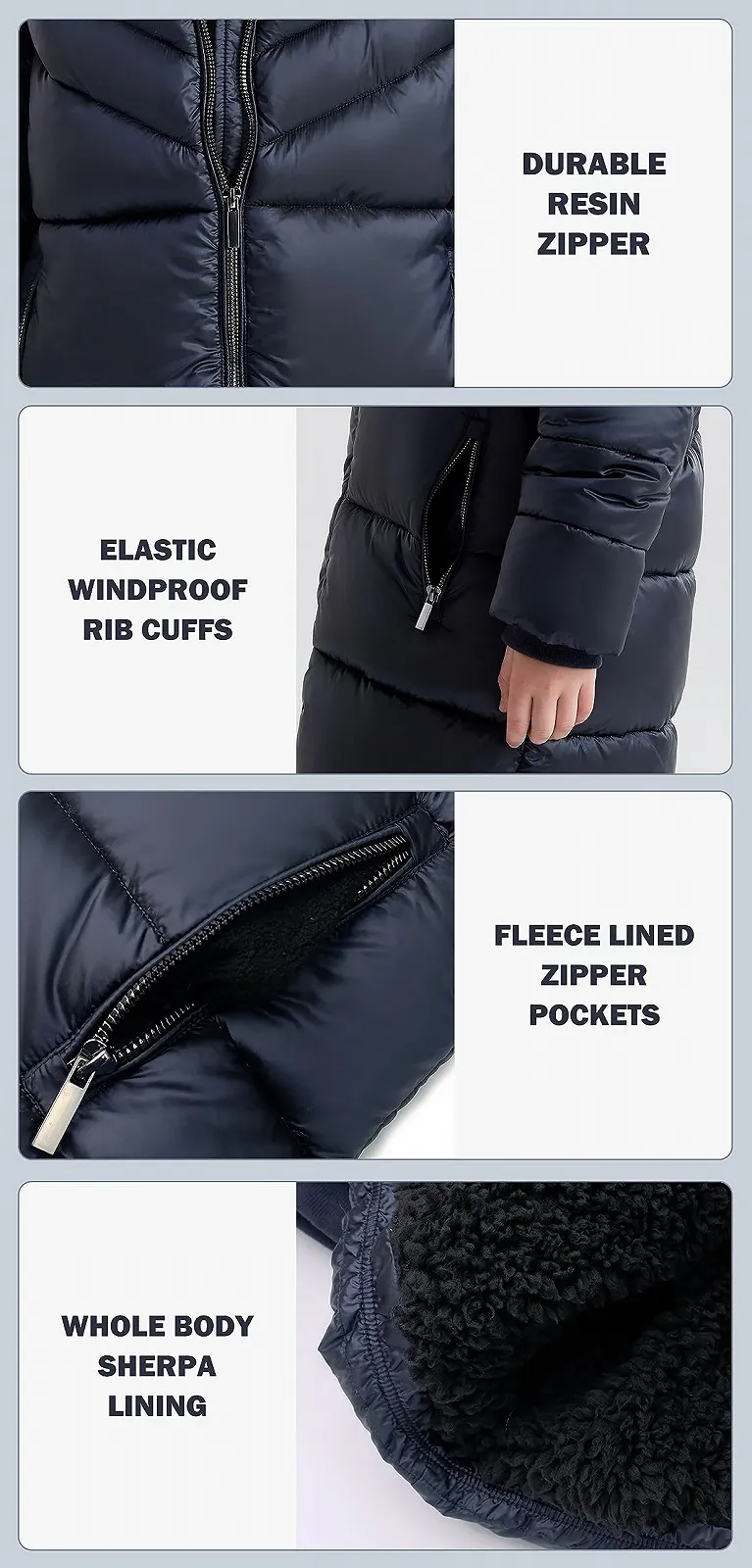 Зимове пальто для дівчаток SOLOCOTE, важке, водонепроникне, з капюшоном зі штучного хутра, фото №5