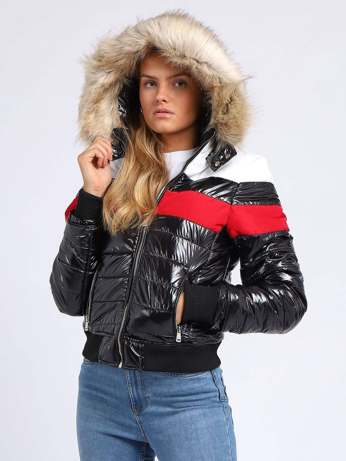 Пуховик SS7 Жіночий Блискучий з штучним хутром, фото №5 Пуховик SS7 Жіночий Блискучий з штучним хутром, фото №5