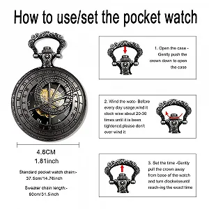 Карманные часы Unendlich U 12 Знаки зодиака Мужские Унисекс Аналоговые Классические с цепочкой-ожерельем Ретро Римские цифры Механические с ручным заводом, черный, Винтаж, Классический synthetic.ua - Фото 1