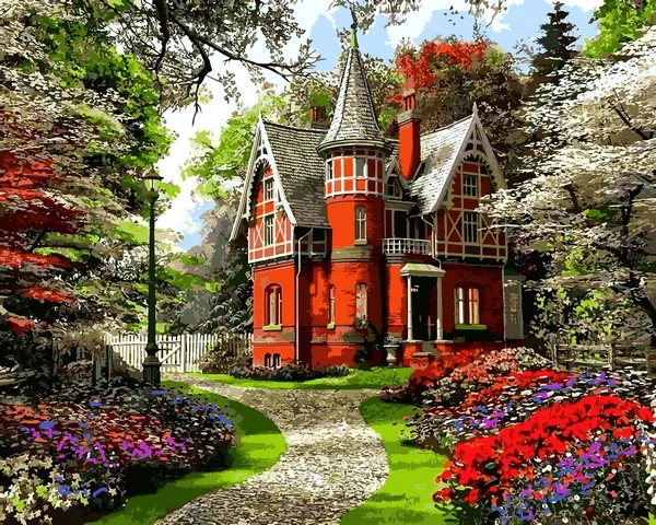 VP1283 Картина-розцвітання за номерами Вікторіанський будинок Домінік Девісон, фото №1