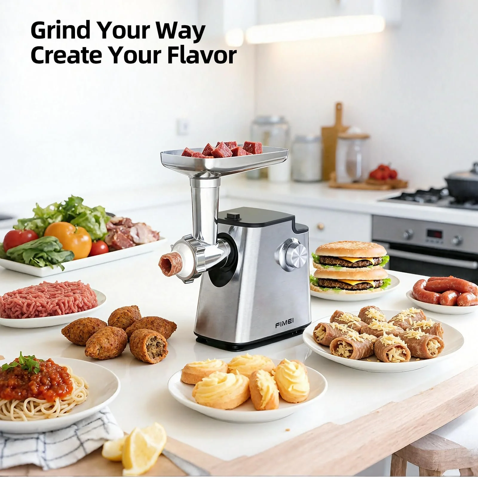 Электрическая мясорубка FIMEI 4-in-1 500 Вт (max 2800 Вт) нержавеющая сталь, фото №9