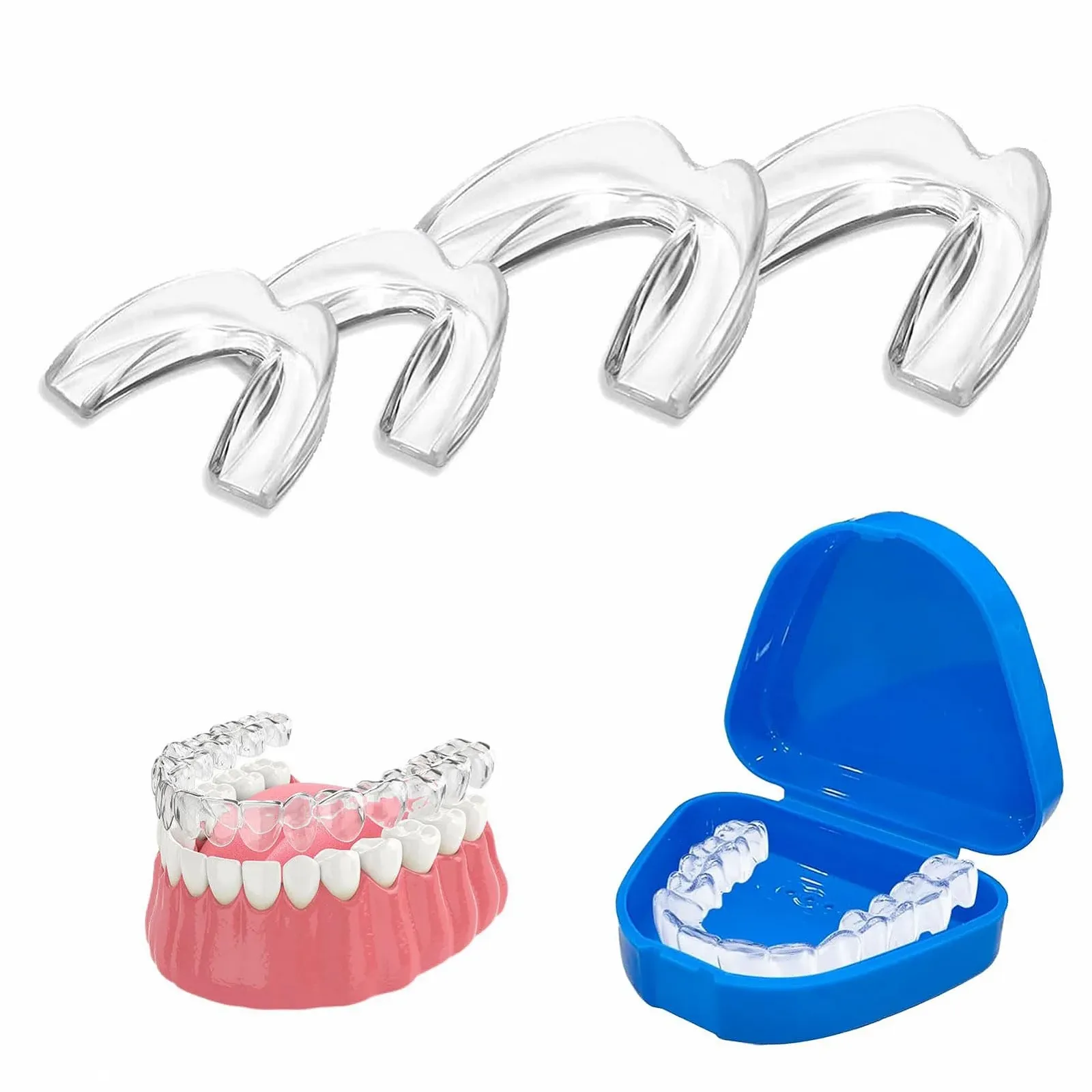 Капа от бруксизма 4 шт., для мужчин и женщин, от бруксизма, скрежета зубами и храпа, фото №1