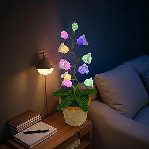 Нічник Конвалія в'язаний гачком світлодіодний бездротовий великий Різнокольоровий - Фото 1