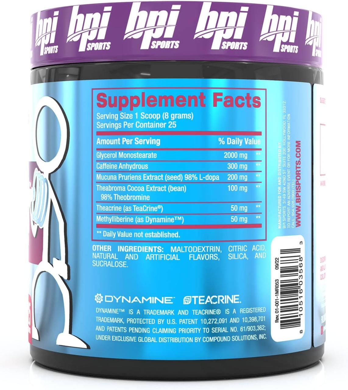 Предтренировочный комплекс Bpi Sports 1.M.R Powdeг 200g Berry Swole, фото №2