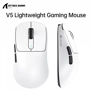 Ігрова мишка Attack Shark V5 White PAW3950MAX 42K DPI 8000Гц 750IPS 50G synthetic.ua - Фото 1