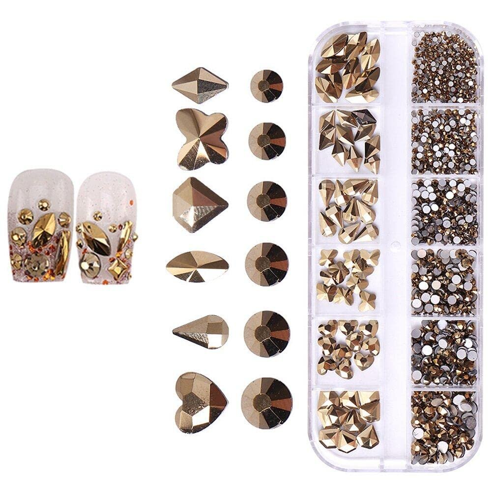 Плоскі Різнокольорові кристали Блискучі прикраси 3D DIY 12 сіток/коробка, фото №1