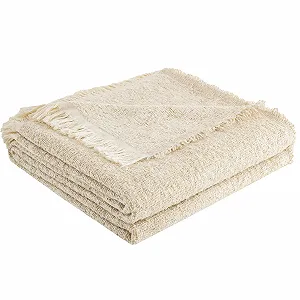 Одеяло Acushla Хлопок Микрофибра Мягкое Пушистое Дышащее для Кровати Дивана Пикника Путешествий Легкое (Кремовый) - Фото 1