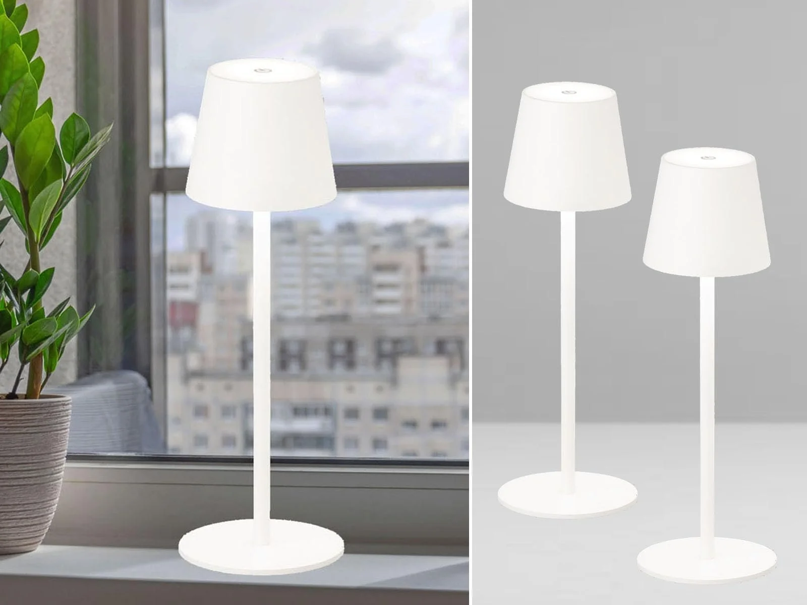 Набір настільних ламп meineWunschleuchte Акумуляторні Бездротові з сенсорним димером 38 см Білі (2 шт.), фото №2