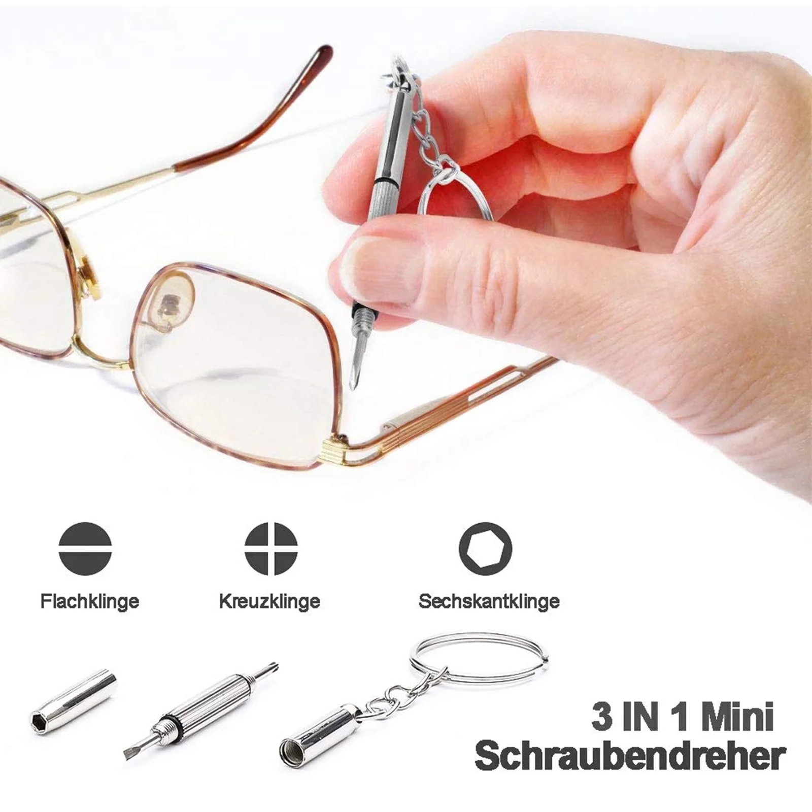 Викрутка для окулярів 3 в 1 Міні Брелок Набір Прецизійних викруток (2 шт.), фото №4