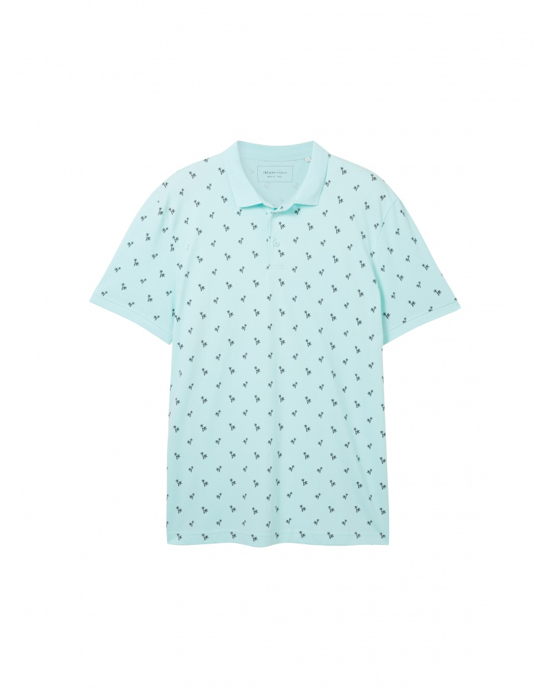 Поло Men's Polo with Palm Pattern 1042114ХХ35504 Tom Tailor Блакитний L, фото №5