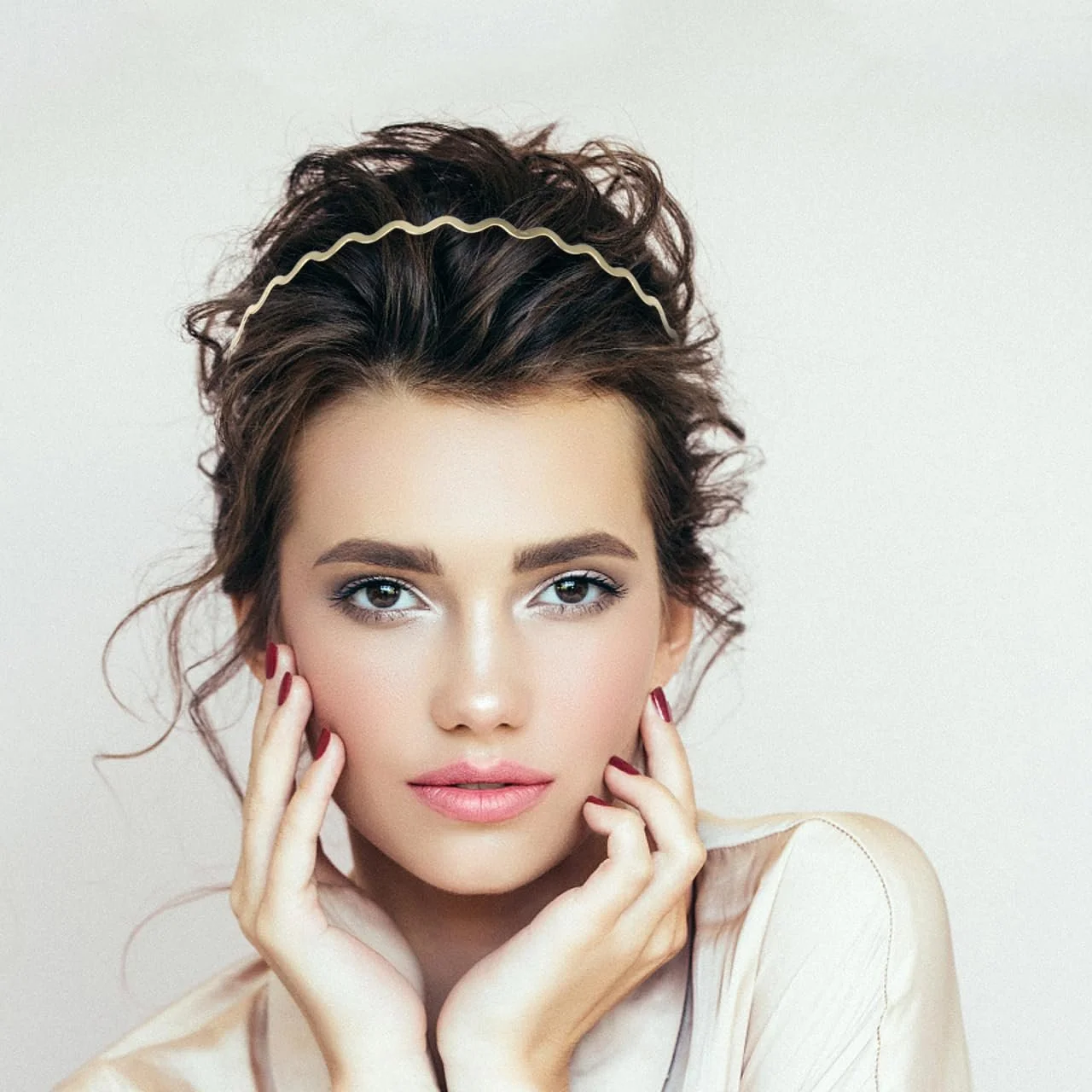 Металевий хвилястий обруч Lurrose 3 шт, тонкі обручі, золотий, фото №8