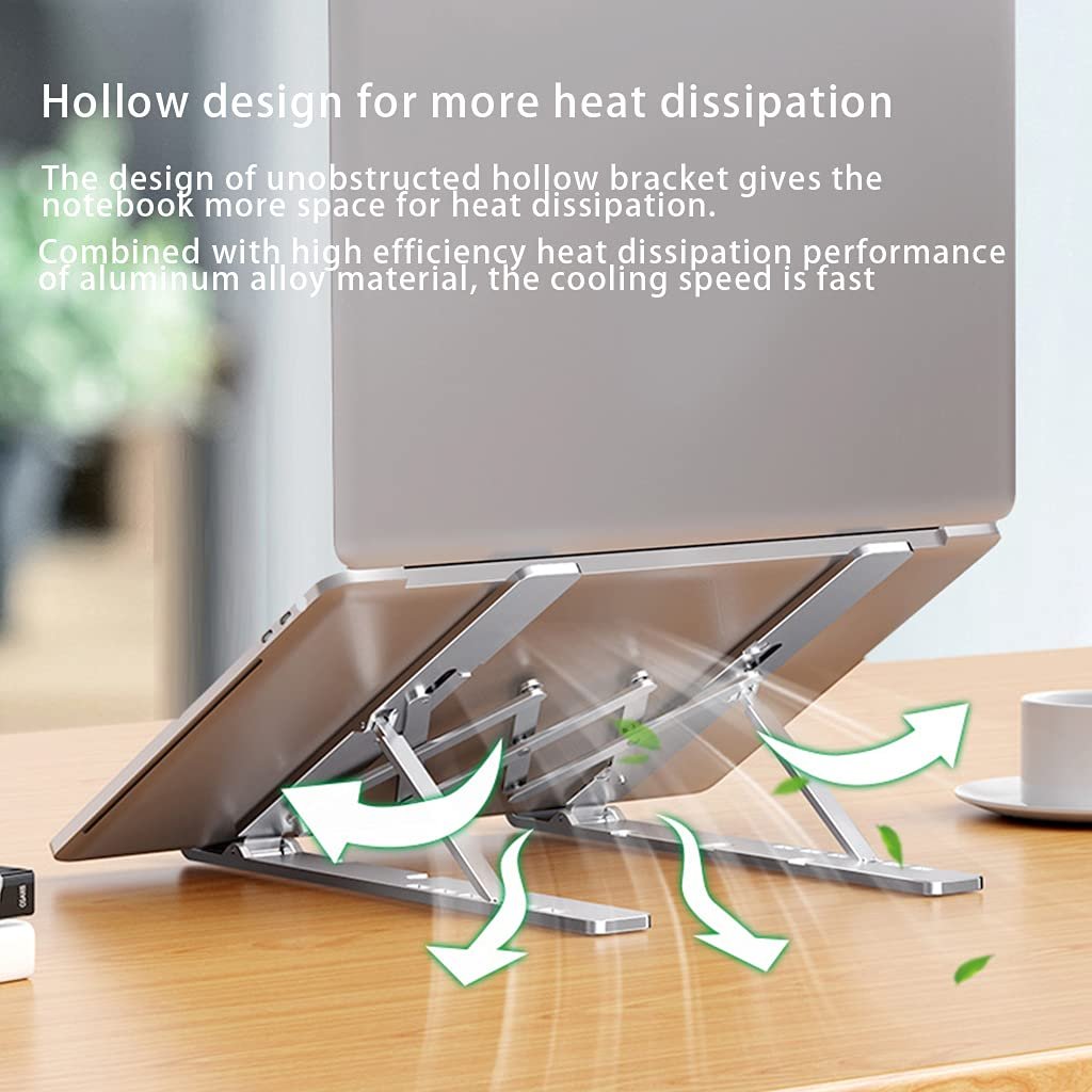 Підставка для ноутбука складна алюмінієвий сплав 6 рівнів висоти для 10-17,3 дюймів, фото №7