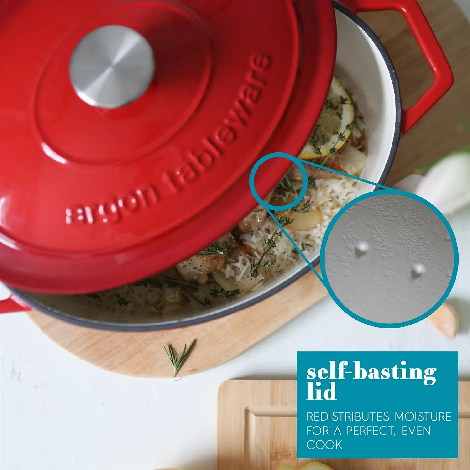 Форма для запекания Argon Tableware чугунная плоская с крышкой 2.3 л красное омбре, фото №4