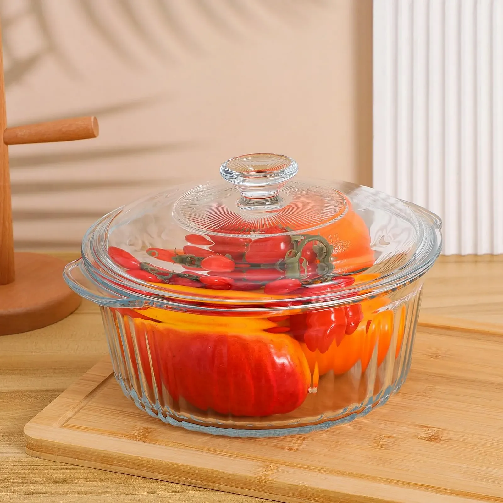 Кастрюля для запекания ULTECHNOVO круглая стеклянная с крышкой термостойкая из боросиликатного стекла, фото №4