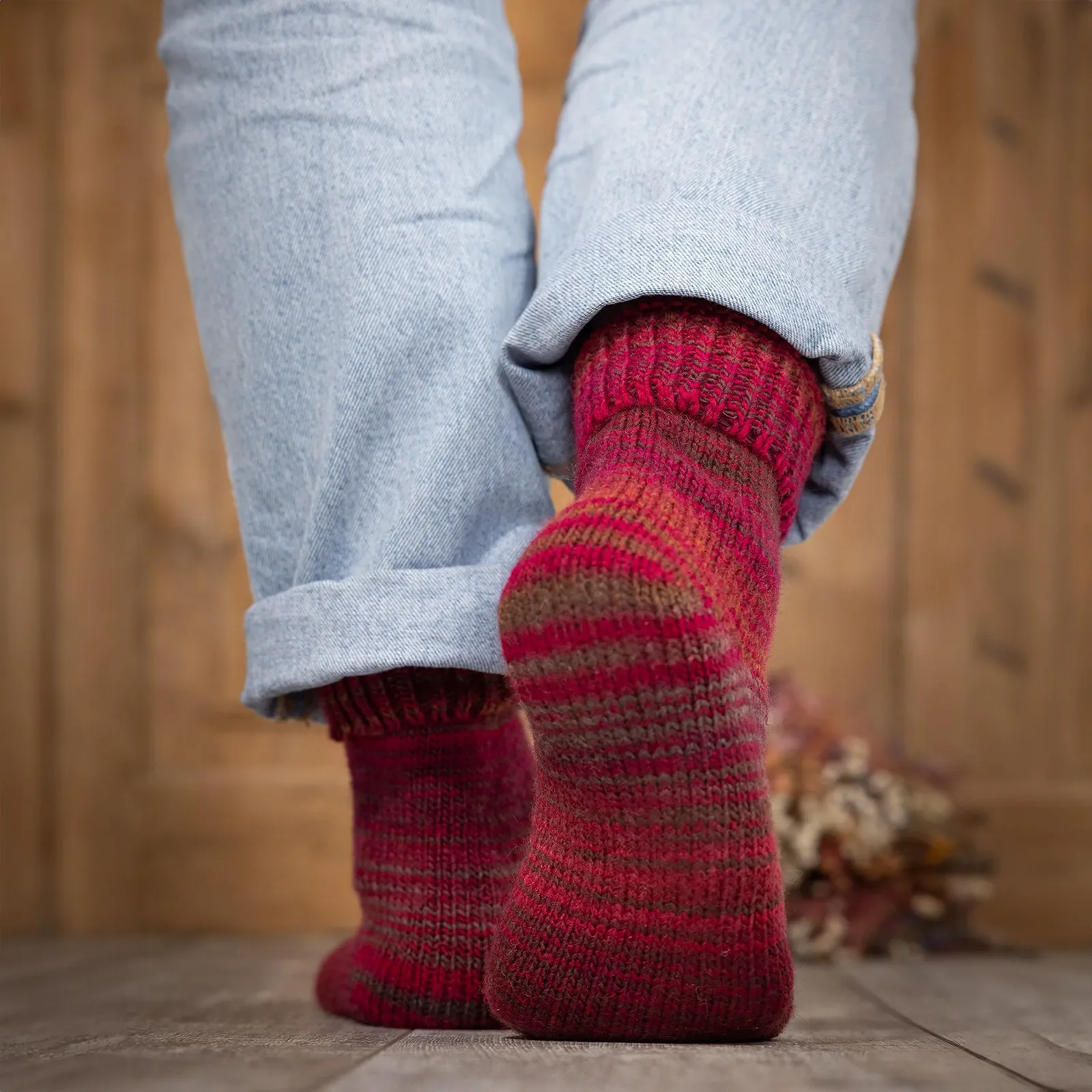 1 пара в'язаних шкарпеток з манжетами, фото №3