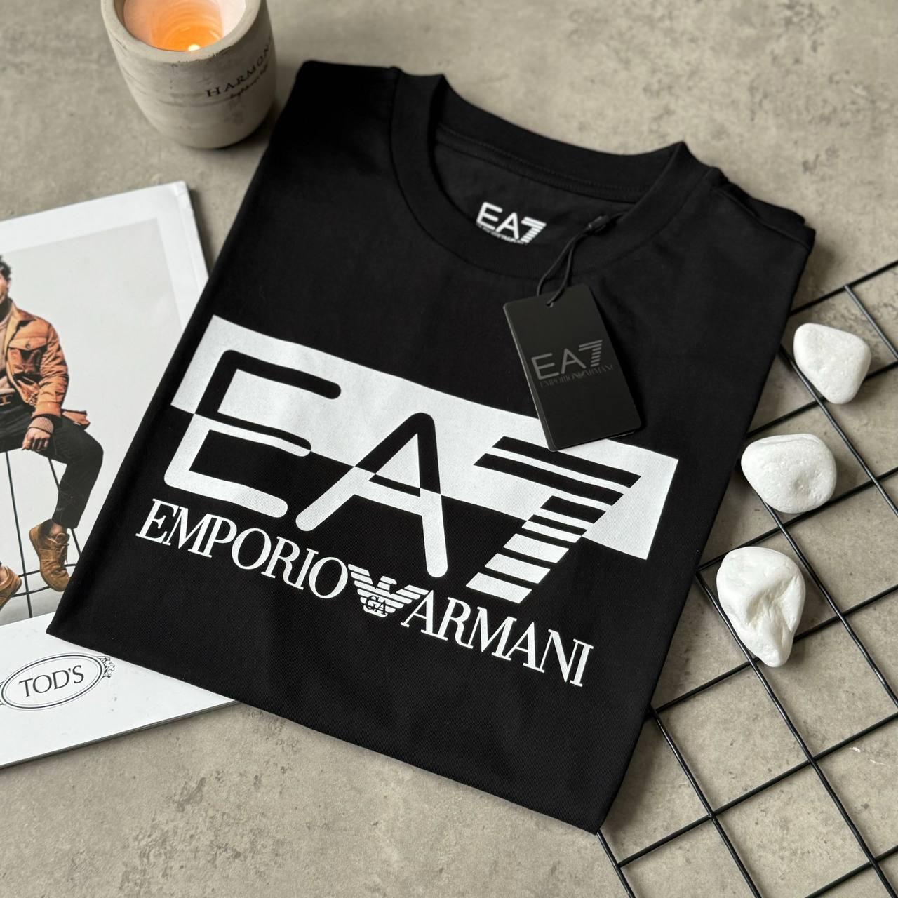 Мужская футболка черная Armani повседневная брендовая армани, фото №4