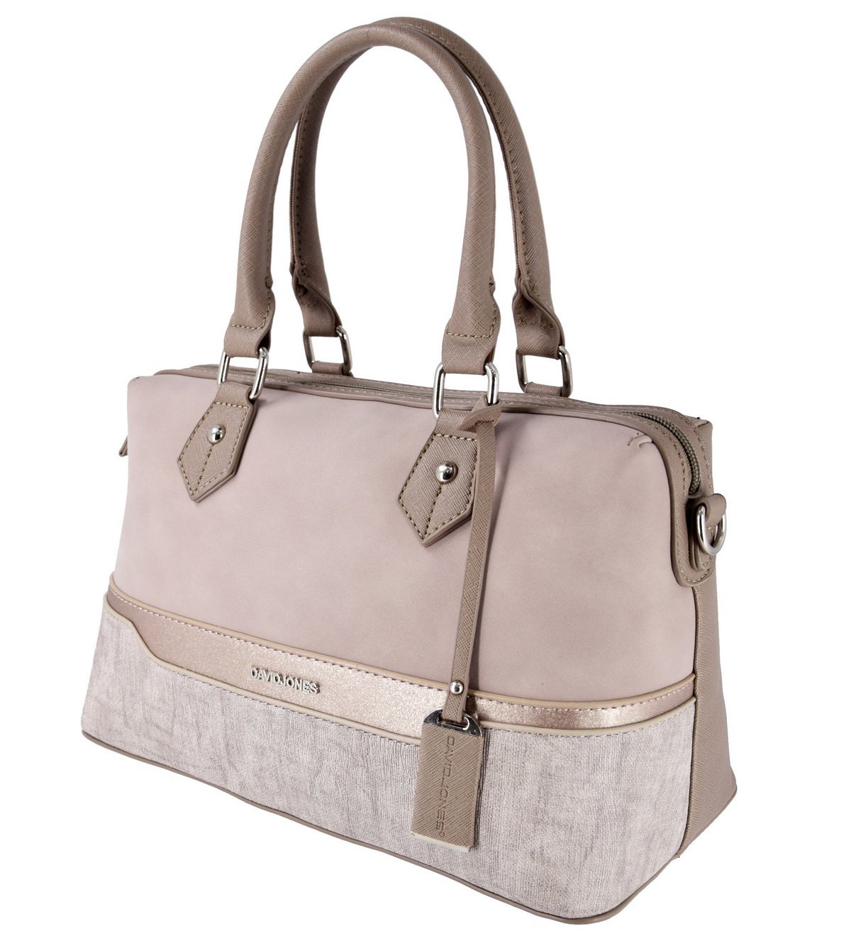 Сумка з верхньою ручкою David Jones Bugatti Polochon Duffle, багатокольорова смугаста, з нубуку з блискітками, жорстка штучна шкіра, рожева, фото №2