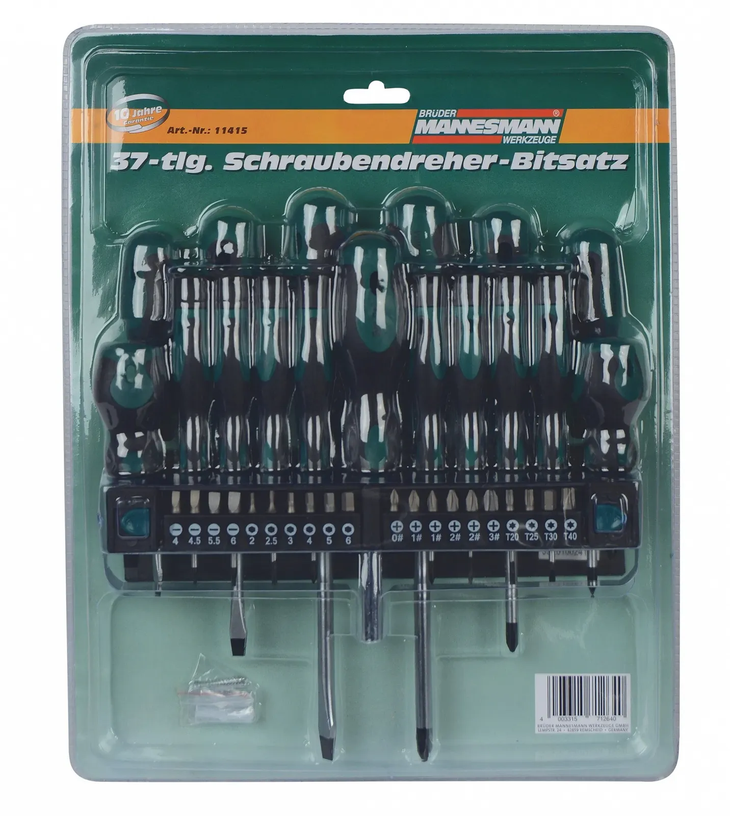 Набір викруток та біт Brüder Mannesmann Werkzeuge M11415 37 предметів, фото №2