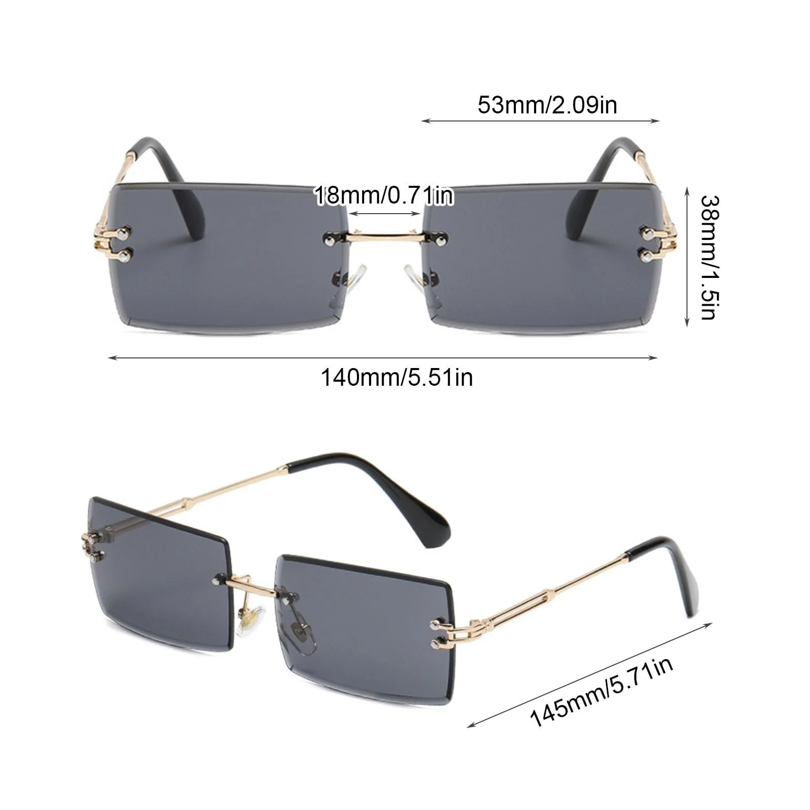 Сонцезахисні Окуляри Ретро EUPSIIU Прямокутні Без Обрамлення для Жінок та Чоловіків, фото №2 Сонцезахисні Окуляри Ретро EUPSIIU Прямокутні Без Обрамлення для Жінок та Чоловіків, фото №2