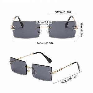 Сонцезахисні Окуляри Прямокутні Без Оправи EUPSIIU Модні Квадратні Градієнтні Вінтажні Прозорі Лінзи 4 Пари synthetic.ua - Фото 1