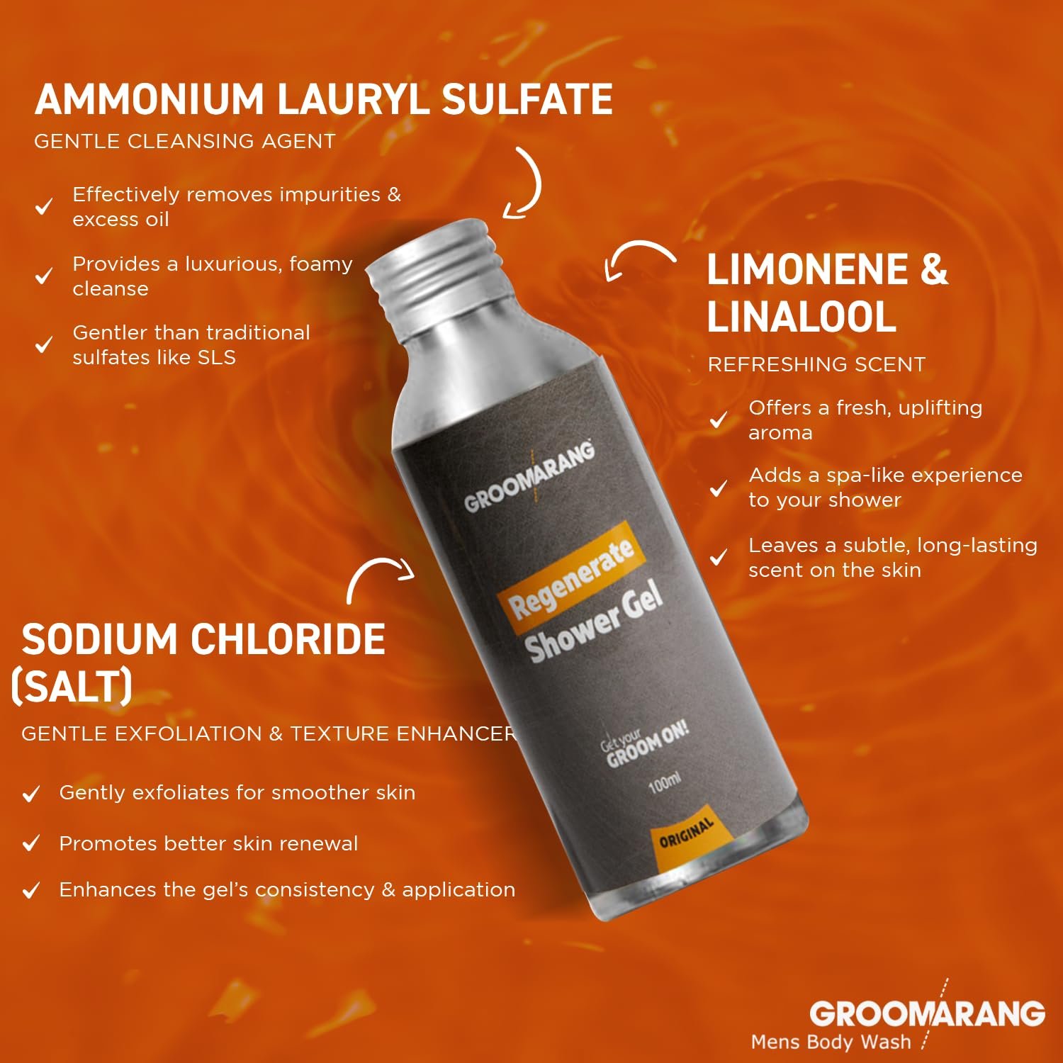 Регенеруючий гель для душу Groomarang Refresh & Revital 100% Natural Organic Vegan 100 мл, фото №4