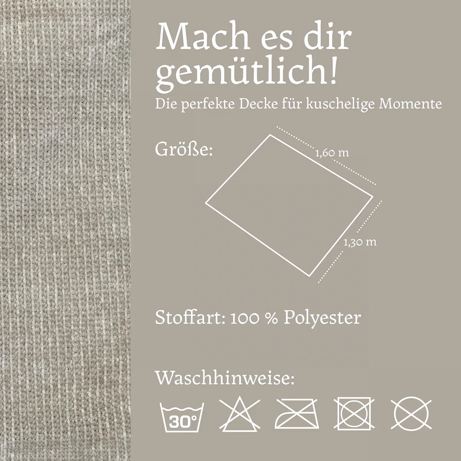 Плед Cuddly Chenille Бежевый 160 x 130 см, фото №5 Плед Cuddly Chenille Бежевый 160 x 130 см, фото №5