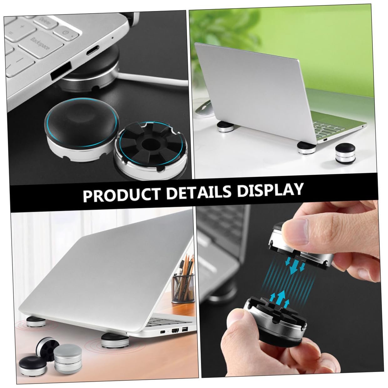 Подставка для ноутбука (2 шт.) Регулируемая по высоте Настольный держатель с креплением для кабеля Портативная подставка для ноутбука из прочного материала для лучшего охлаждения и эргономичной работы, фото №6