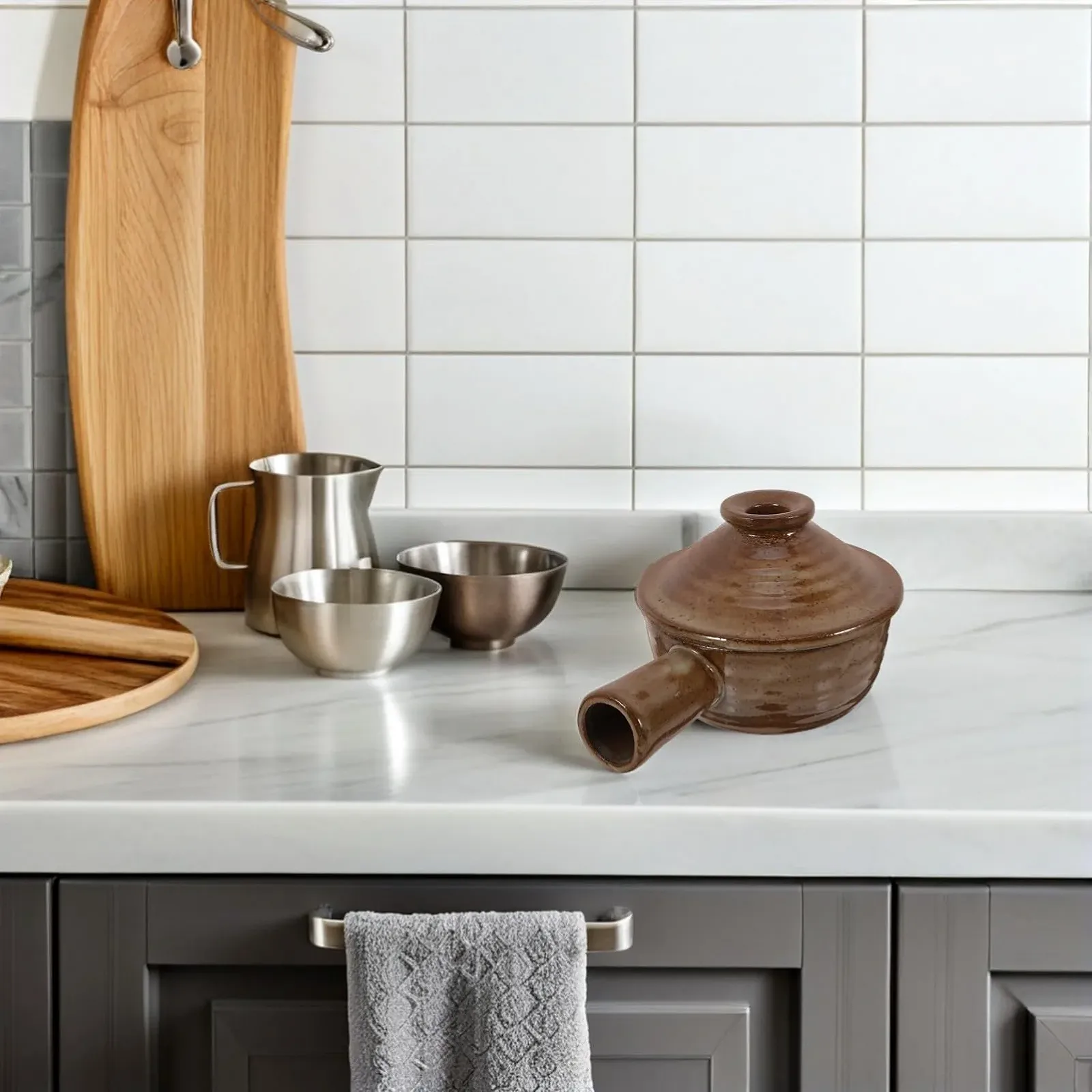 Набор керамических горшков Sosoport в японском стиле с крышкой Термостойкий 2 шт., фото №5