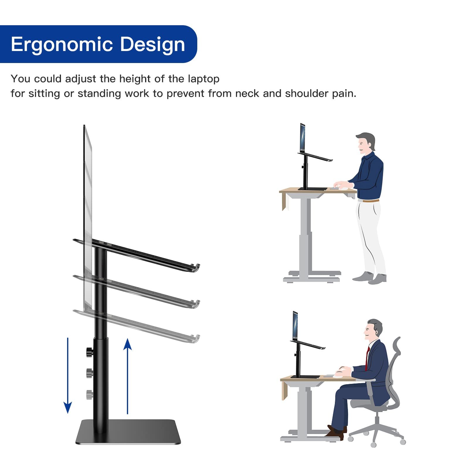 Подставка для ноутбука BESIGN LSX6N, регулируемая эргономичная подставка для ноутбука, совместима с ноутбуками 10-15,6 дюймов, черная, фото №6