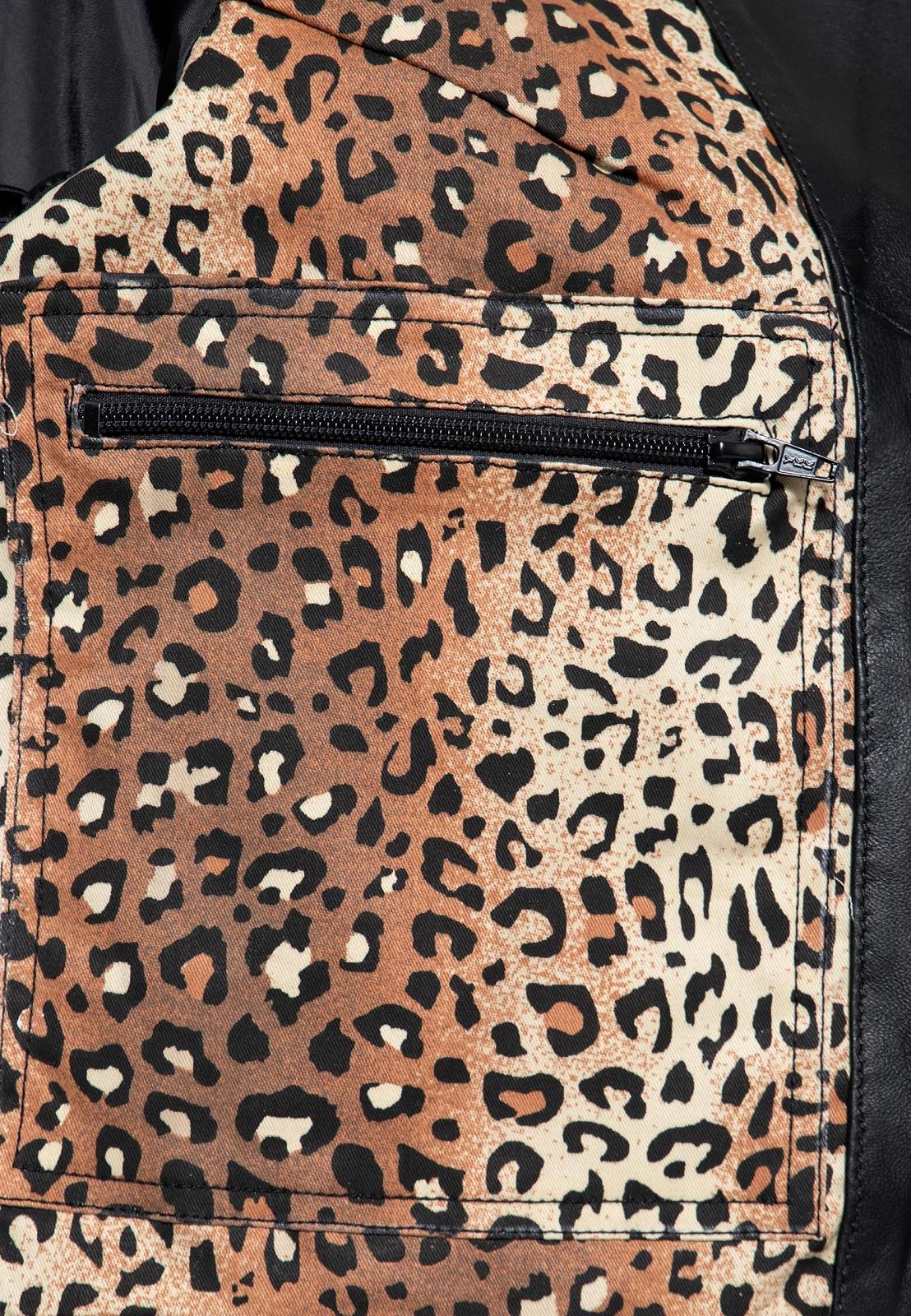 Кожаная куртка Queen Kerosin Байкерская куртка Marlon Brando Женская Rockabilly Rockabella 1950 50S Vintage Leo Leopard Marlon, фото №5