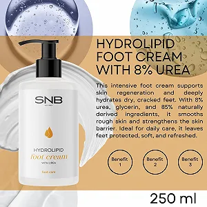 Гидролипидный крем для ног SNB Professional с 8% мочевины и глицерином 250 мл synthetic.ua - Фото 1